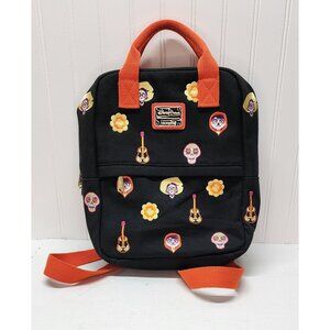 Disney Parks Pixar Loungefly Coco Canvas Embroidered Black Mini Backpack With Ad